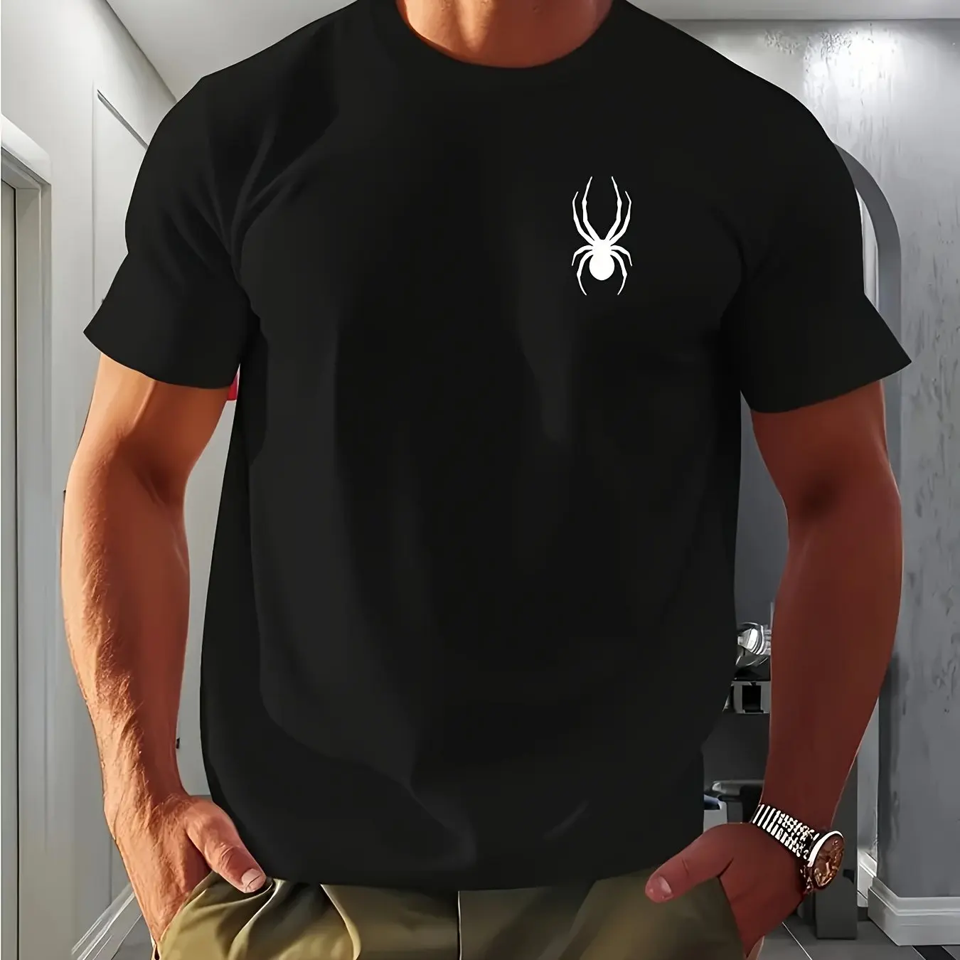 Quick Dry Spider Graphic T-Shirt for Men – Breathable Athletic Tee Casual Short Sleeve Top Moisture Wicking Workout Shirt