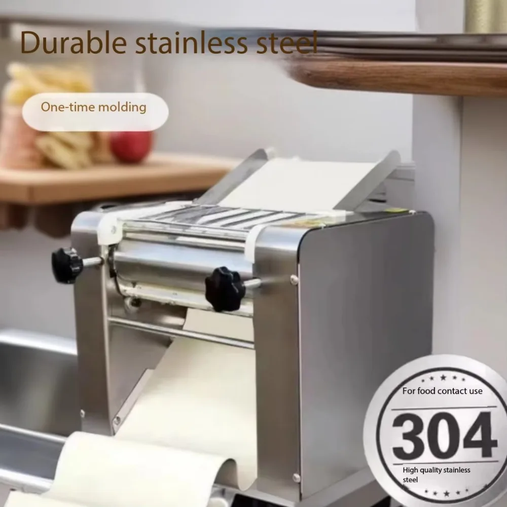 Commercial Dough Press Roller Machine High Power 3kW Fully Automatic Electric 100kg/h Capacity Dumpling Wrapper Noodle 1 Year