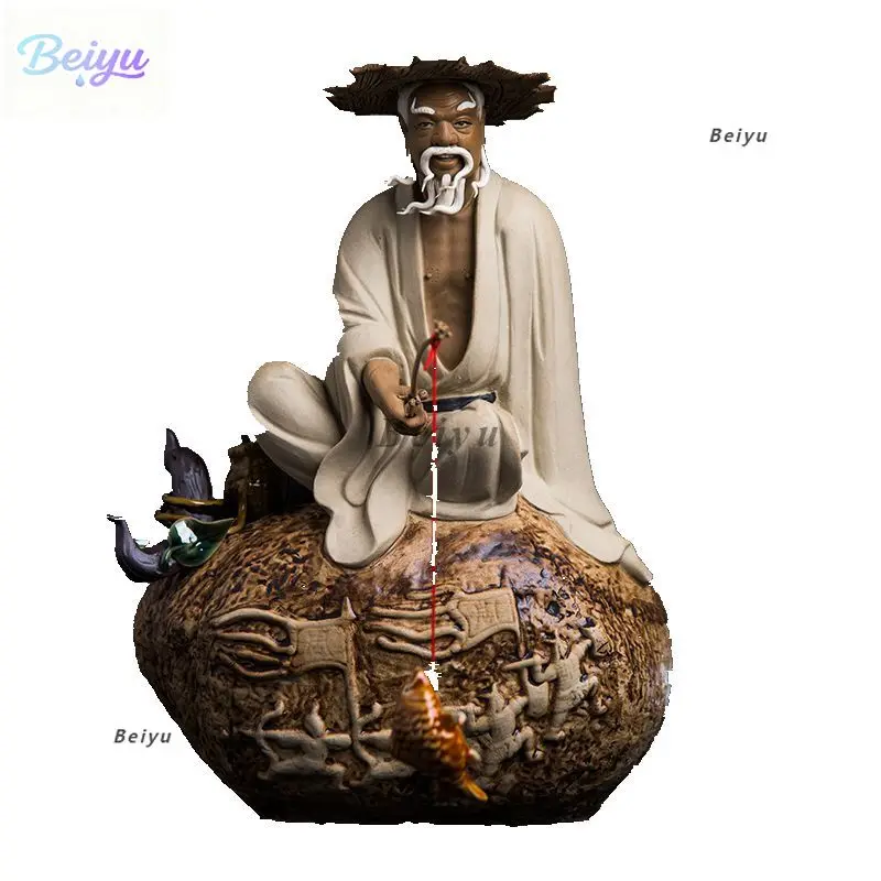 Chinese Zen Home Furnishing Living Room Decorations Decorations Entrance Study Shiwan Doll Figure Sculpture Jiang Taigong Fishin