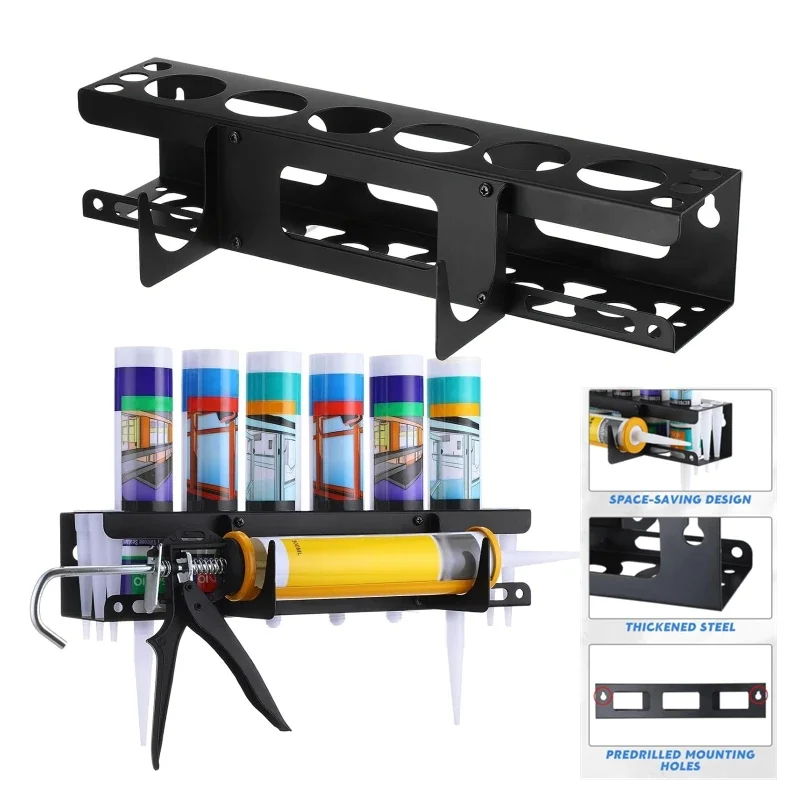 Caulking Tube Rack Metal Grease Tube Rack Wall Mounted Sealant Organizer Hand Caulking Tube Rack Caulking Tool Organizer Holds