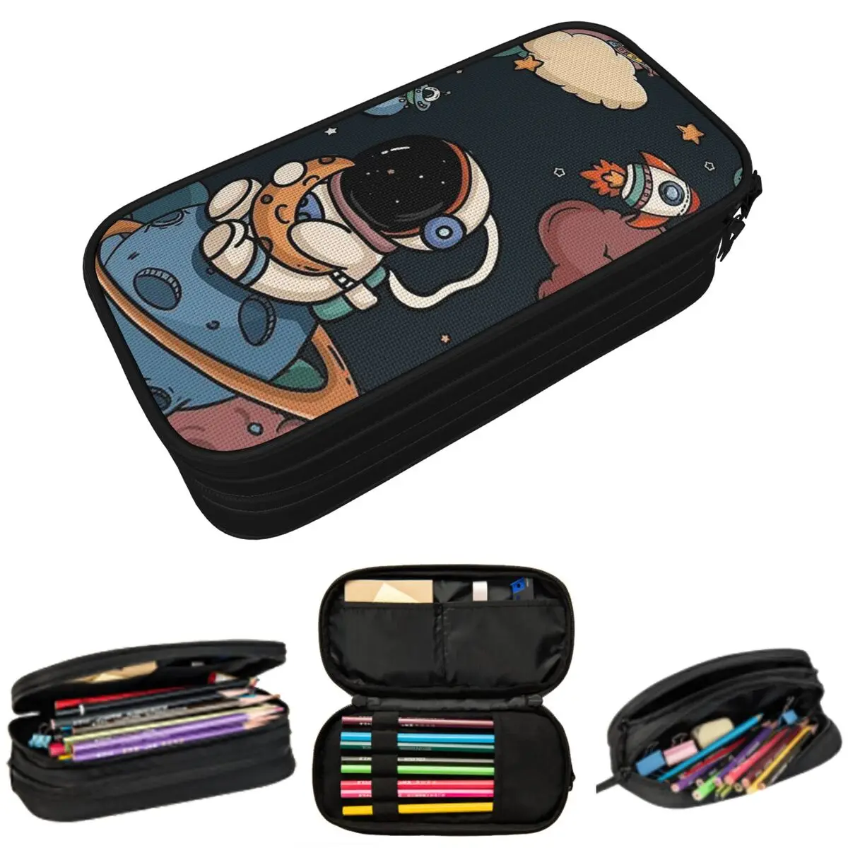 

Cartoon Galaxy Astronaut Planet Rocket Pencil Case for Kids Gifts Pen Box Pencil Bag Stationery Supplies Pen Holder Bag