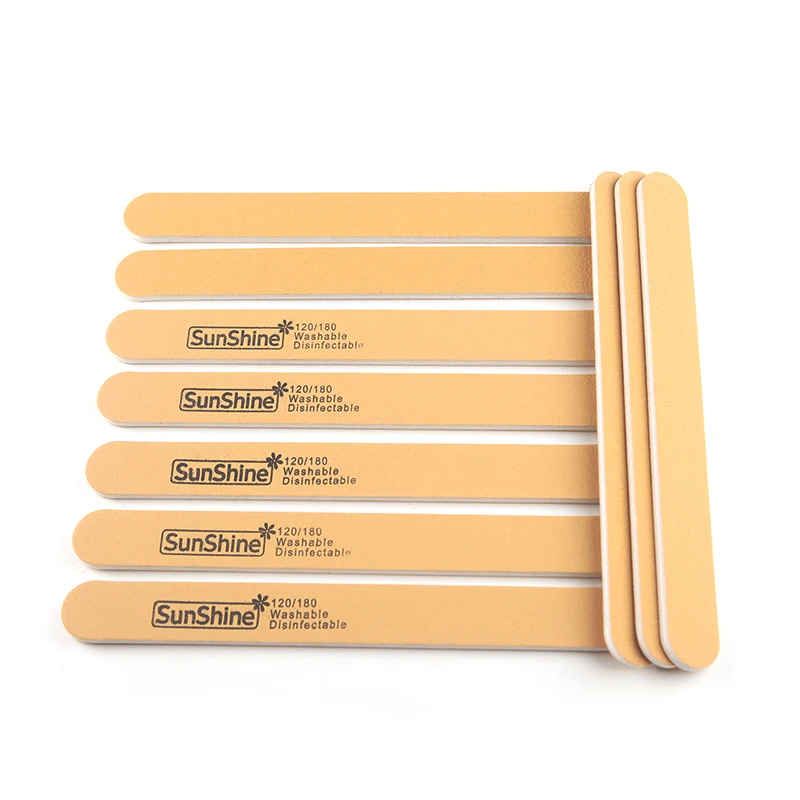 SunShine 25pcs Professional ไม้เล็บแฟ้ม Emery BOARD หนา 120/180 กรวดสําหรับ UV GEL เล็บ Sanding Care เครื่องมือ