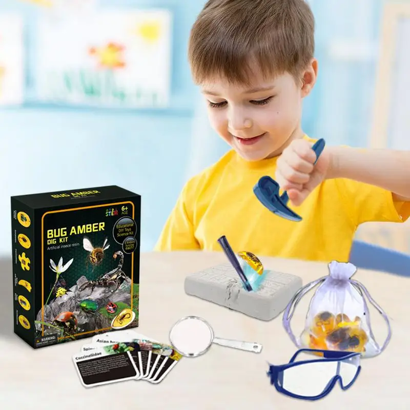 

Fly Amber Dig Kit Fly Model Dig Kit Interactive STEM Toy Science Kits Educational Toys Dig Set Animal Collection Artificial Fly