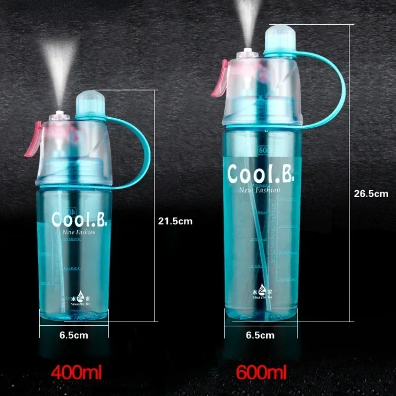 New 400/600Ml 3 Color Solid Plastic Spray Cool Summer Sport Water Bottle Portable Climbing Outdoor Bike Shaker Bottles