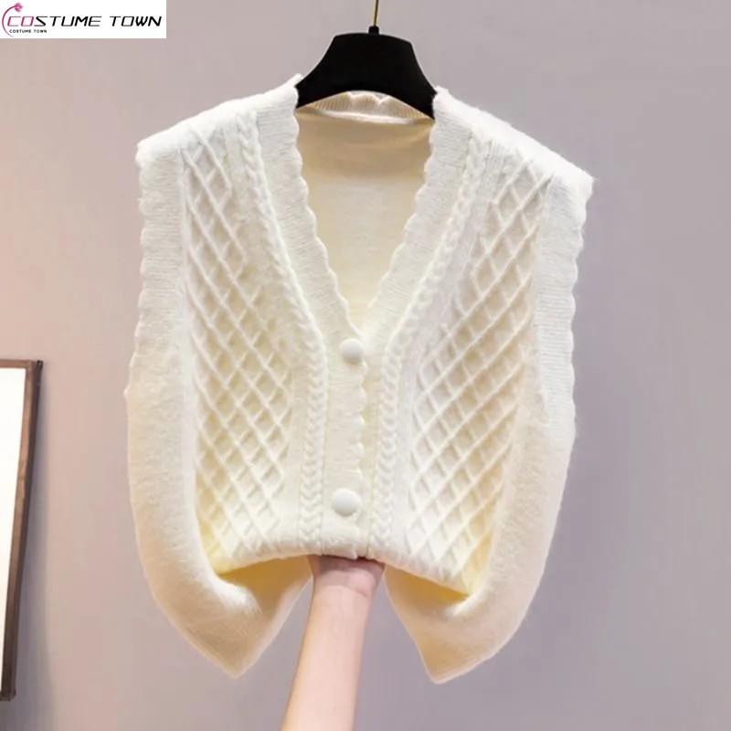 Women's clothing counter foreign trade autumn and winter vest knitted cardigan V-neck solid color vest sweater