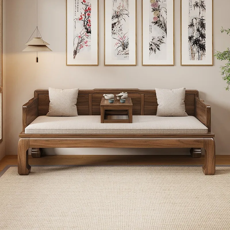 Push-pull solid wood sofa furniture living room couch expansion bed