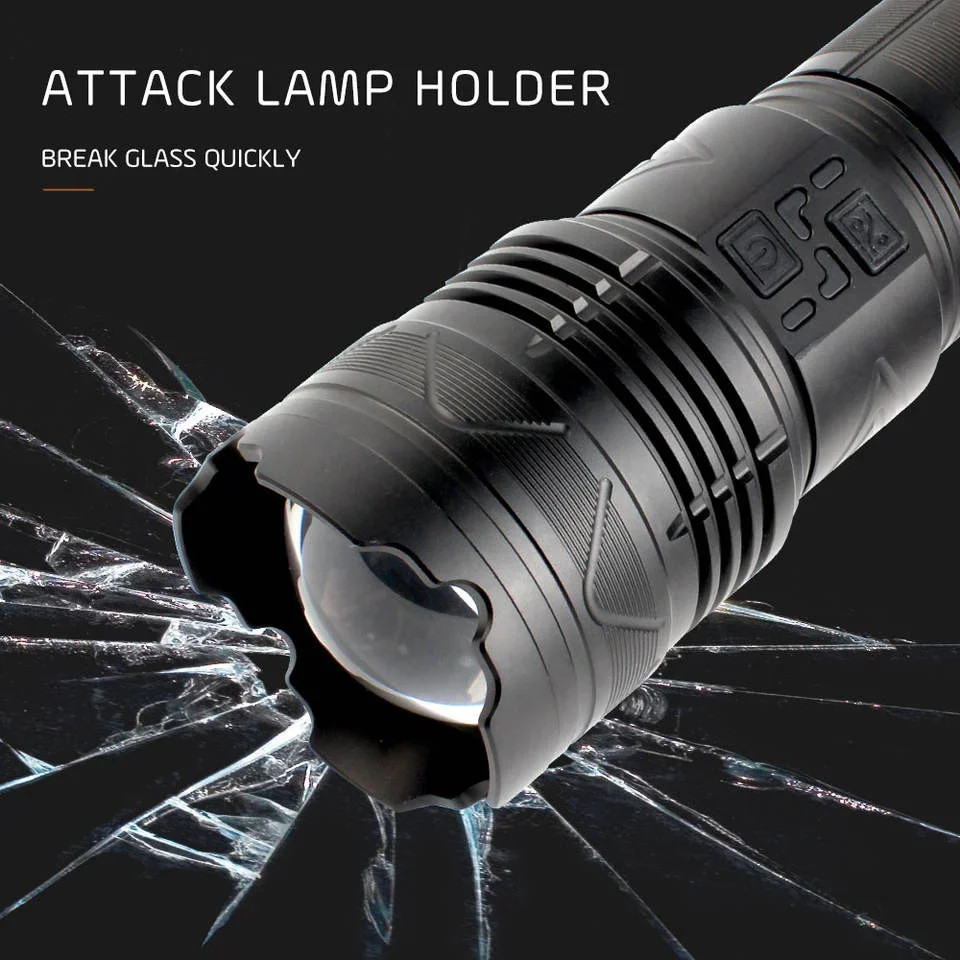 Powerful LED Flashlight Super Bright Spotlight Long Range Zoomable Emergency Lantern Outdoor Camping Torch Power Display