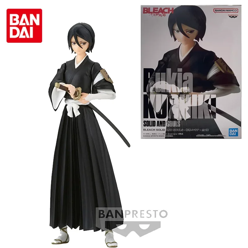 Bandai Original SOLID AND SOULS BLEACH Kuchiki Rukia Anime Action Figure Toys For Boys Girls Kids Children Birthday Gifts Model