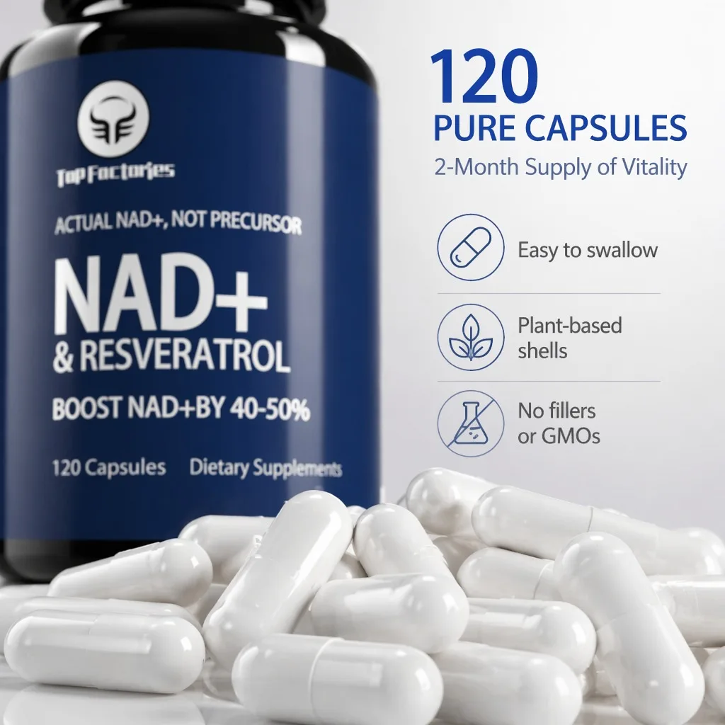 Mejores fábricas Nad Suplementos con Resveratrol Plus Vitamina B3 Nad Plus Mejora el metabolismo de energía celular
