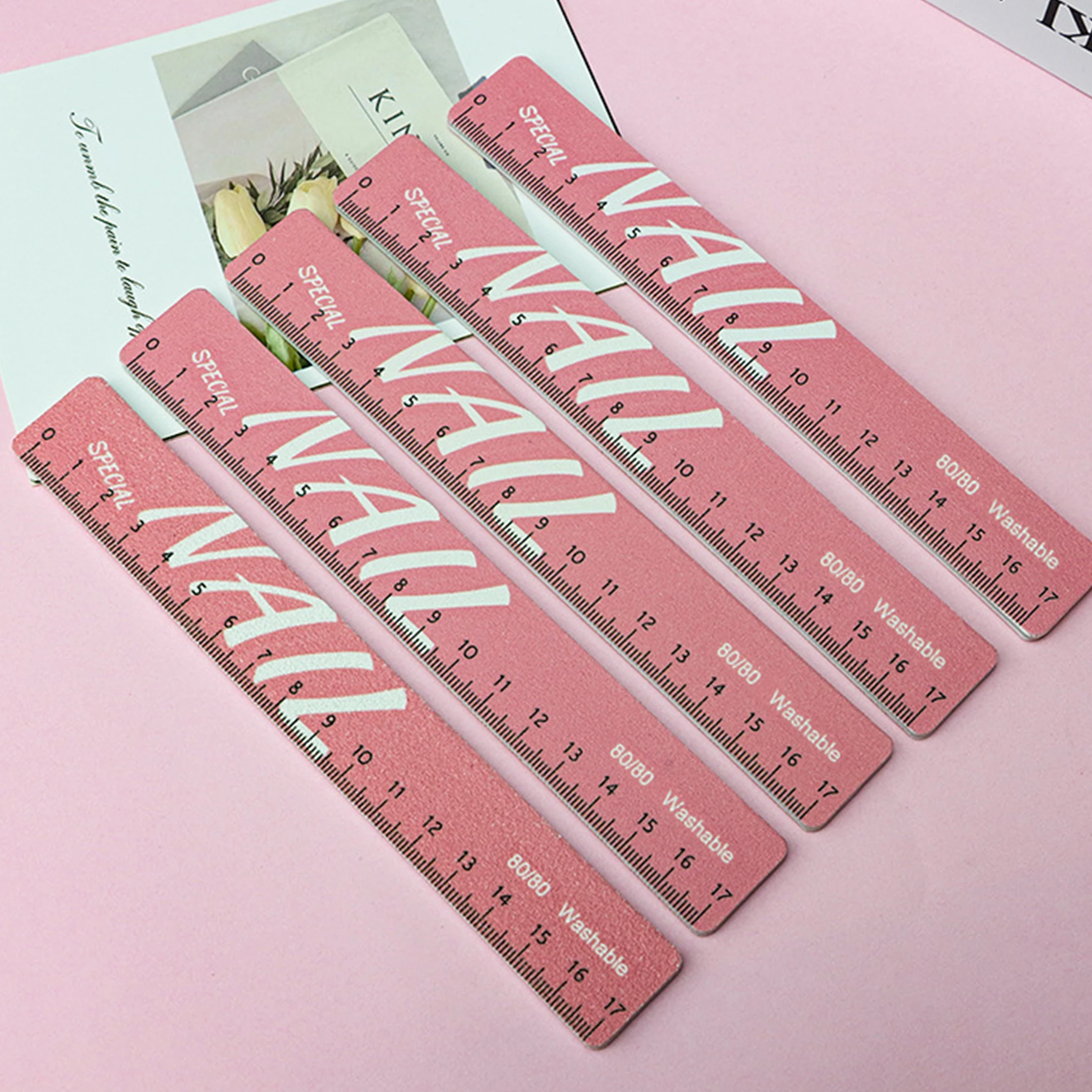 تخرج شريط تلميع طلاء الأظافر مع 80/80 حصى الوردي ملف سميك تلميع إزالة الأظافر على الوجهين ملف الأظافر الشريط #1