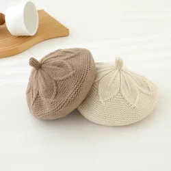 Knitted Beret Hat for Baby Hair Accessories Solid Candy Color Painter Cap for Girl Kids Bonnet Children Warm Hats 1-6M