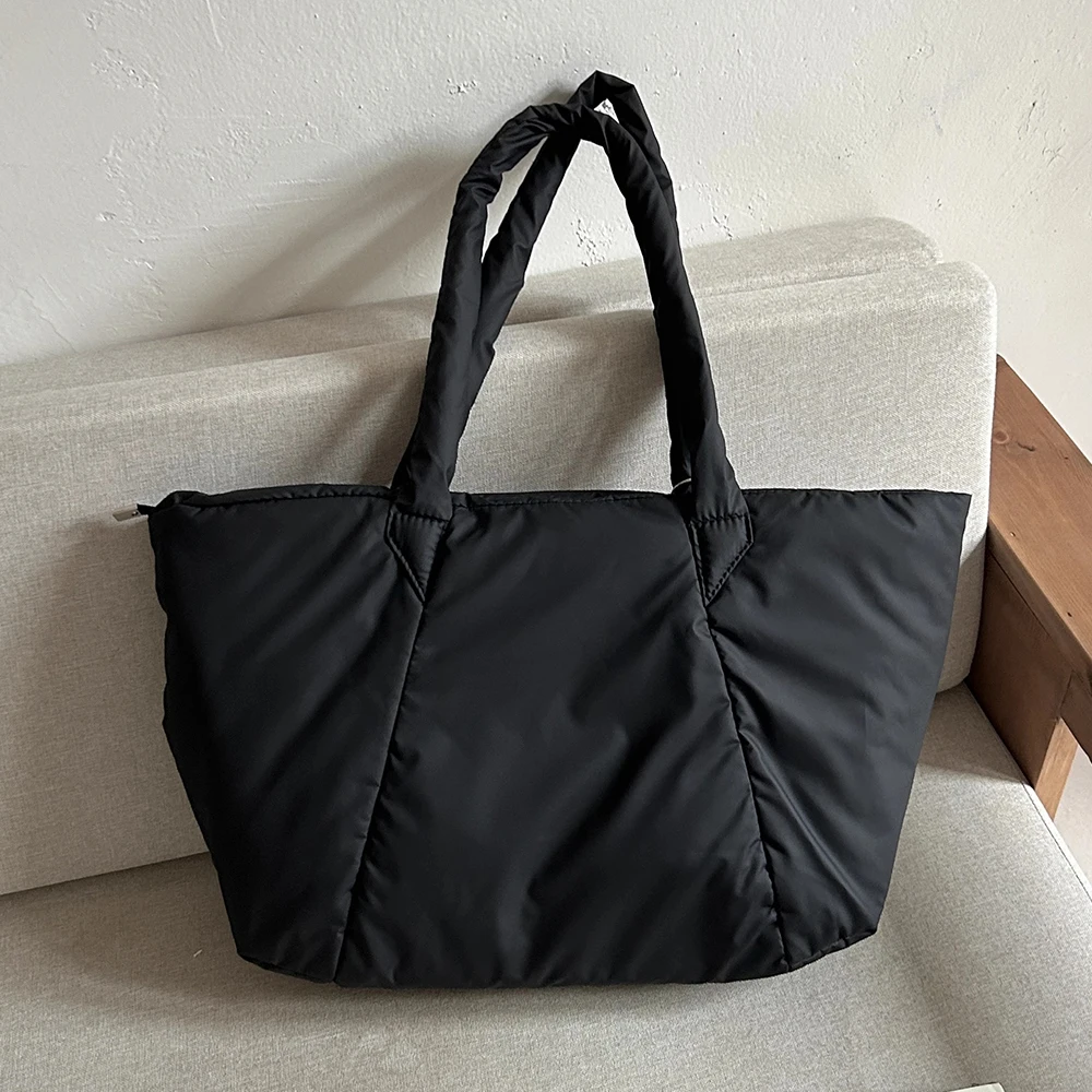 

Нейлоновые сумки-тоут большой вместимости для женщин, стеганая сумка на плечо, унисекс, ватный диск, дизайнерские кошельки и сумки, большие покупки