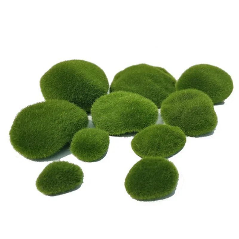 10Pcs/set 4 Sizes Artificial Moss Rocks Decorative Green Moss Balls Floral Arrangements Gardens Plant Crafting Home Accessories