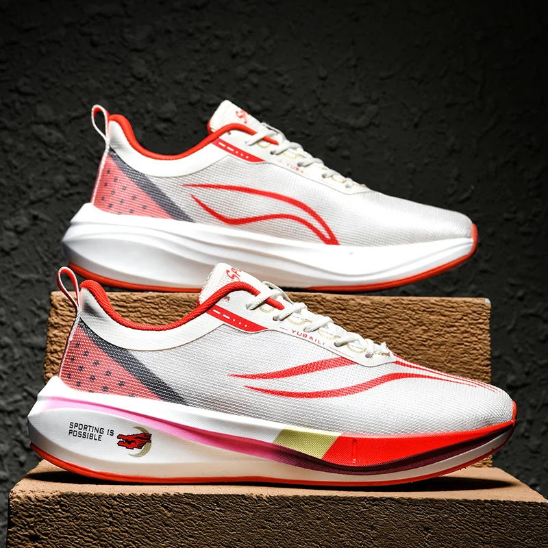 

New Running Shoes Men Breathable Carbon Plate Sports Shoes Men Comfortable Wear-resistant Anti-slip Mesh Casual Men Shoes