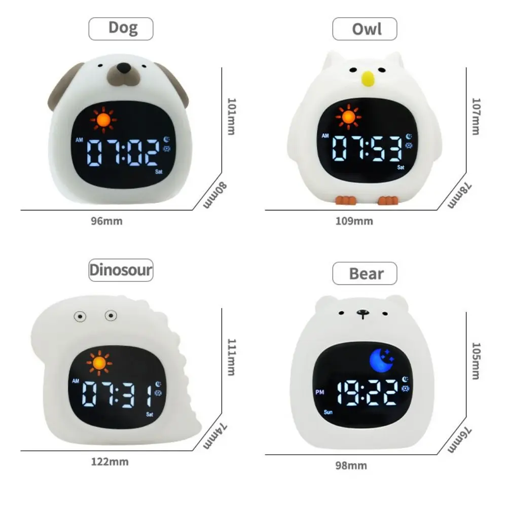 Animal-Shape Alarm Clock Pat Control Cute Sleep Training Clock Light Adjustable Home Decor Touch Night Light Bedroom