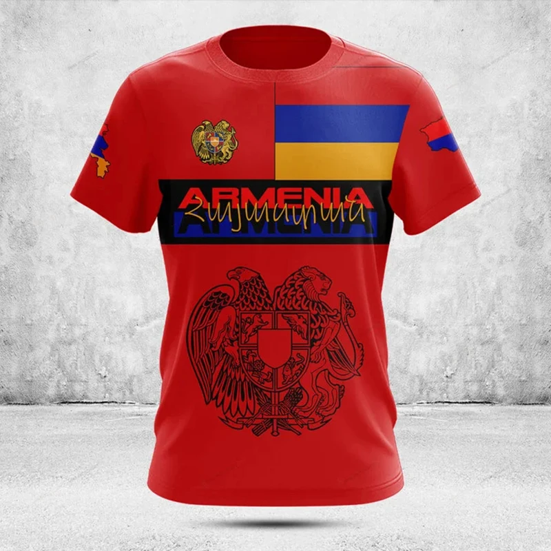 Personalized Summer Casual Armenia Flag Graphic T-shirts Fast Dry Men's Fashion O-neck Soft Fabric Jersey Short Sleeve Tops