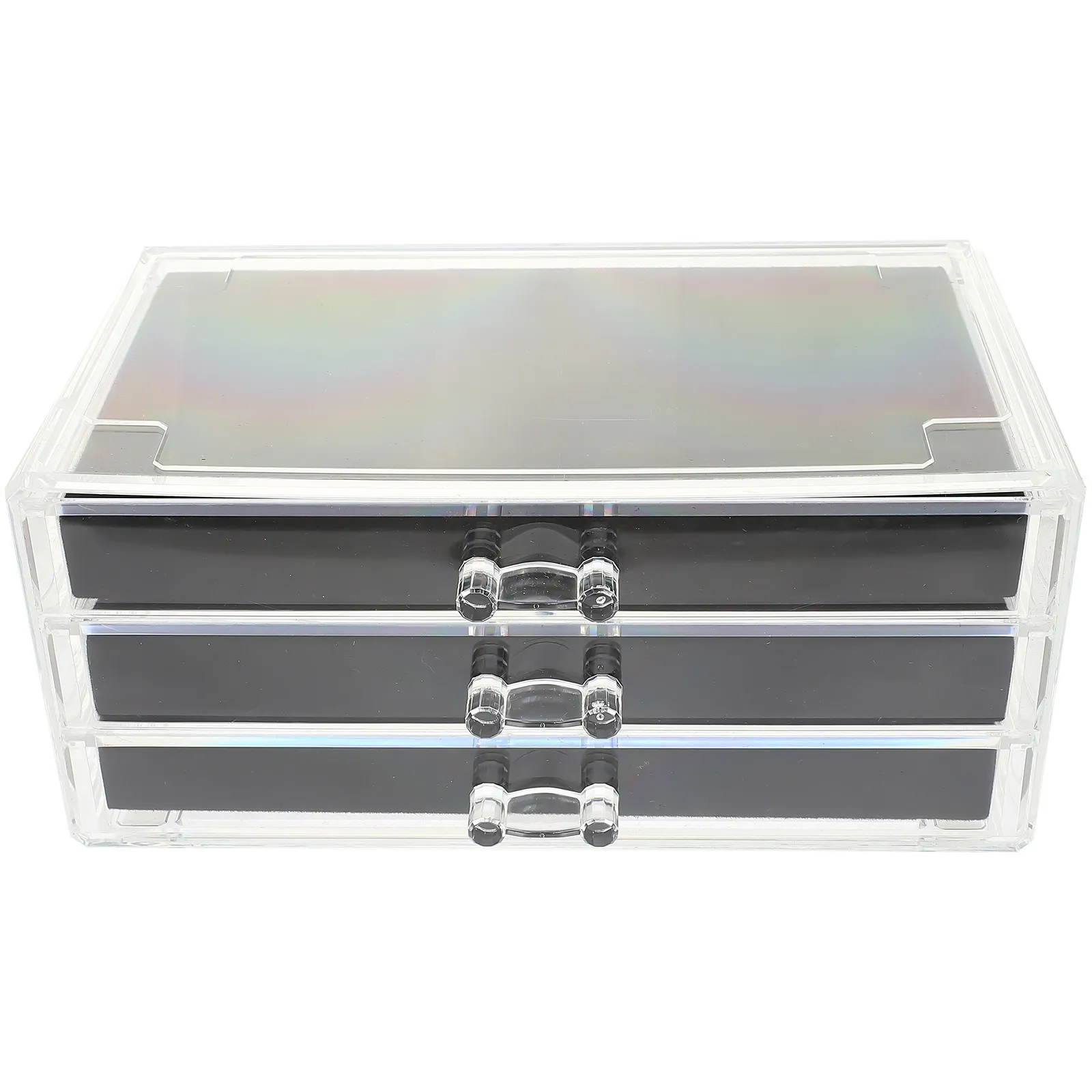 3-Layer Acrylic Jewelry Storage Box with Lint Interior for Necklaces Earrings Rings Bracelets Pendants Brooches Hairpins Desktop
