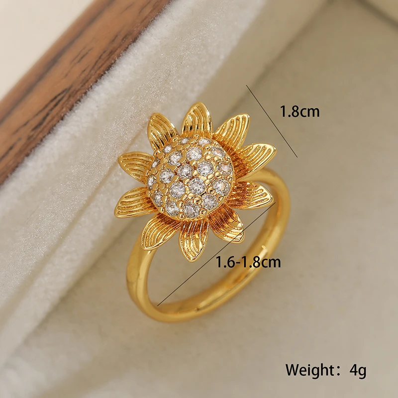 GANPUP Süßer Blumenherz-Zirkonia Verstellbarer Ring für Frauen Paare Mode Neuer Fingerring Schmuck Valentinstagsgeschenk Party – Detail 3
