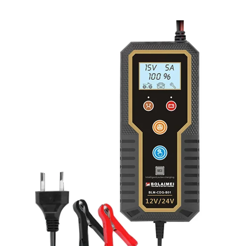 

Car Battery Charger 12V 24V Car and Motorcycle Battery Charging Device Smart Pulse Repair Charger LCD Display Lead-acid Battery
