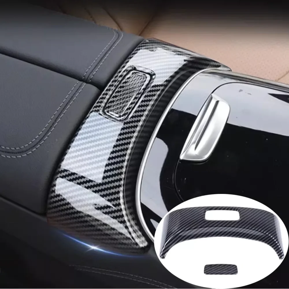 Carbon Fiber Style Car Center Console Armrest Box Switch Button Trim Cover Stickers Fit For Mercedes Benz E class W214 2024