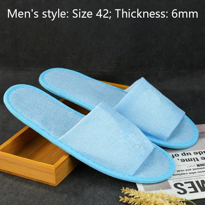 10 Pairs Purcoral 2026 New 6MM Disposable Hotel Slippers Open Toe Linen Non Slip Portable Travel Indoor Guest Slippers
