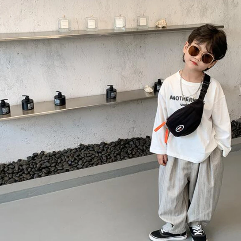 

New Fashion Cute Children's Chest Bag One Shoulder Crossbody Fanny Pack Canvas Diagonal Bag Girl Boy Zipper Bag Coin Purse