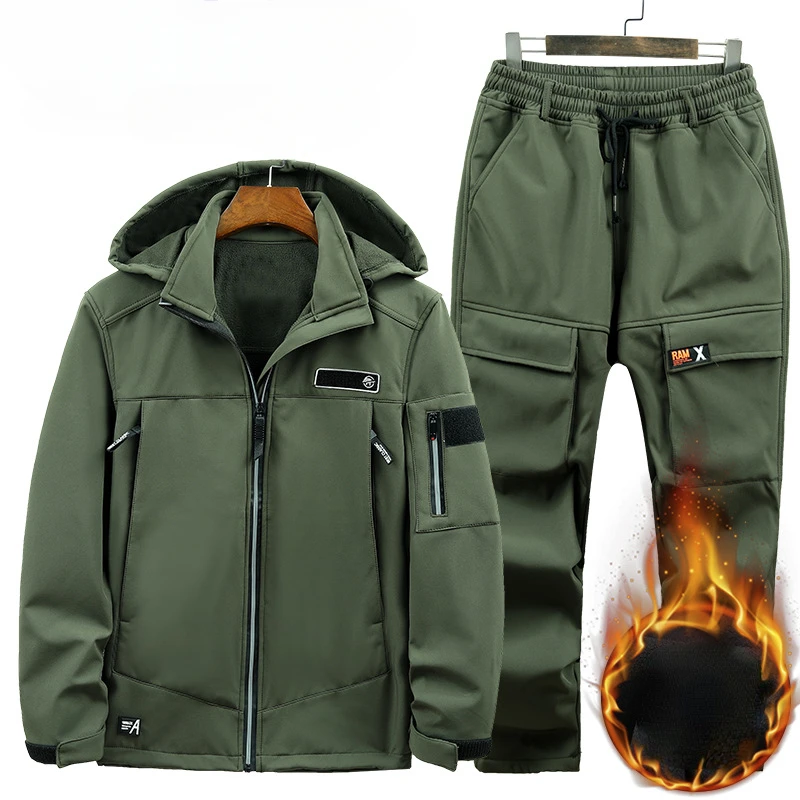 Waterdicht Fleece Militair Uniform Heren Set Tactische Pak Jagen Kleding Mannen Winter Combat Pak Thermisch Heren Slide Pak