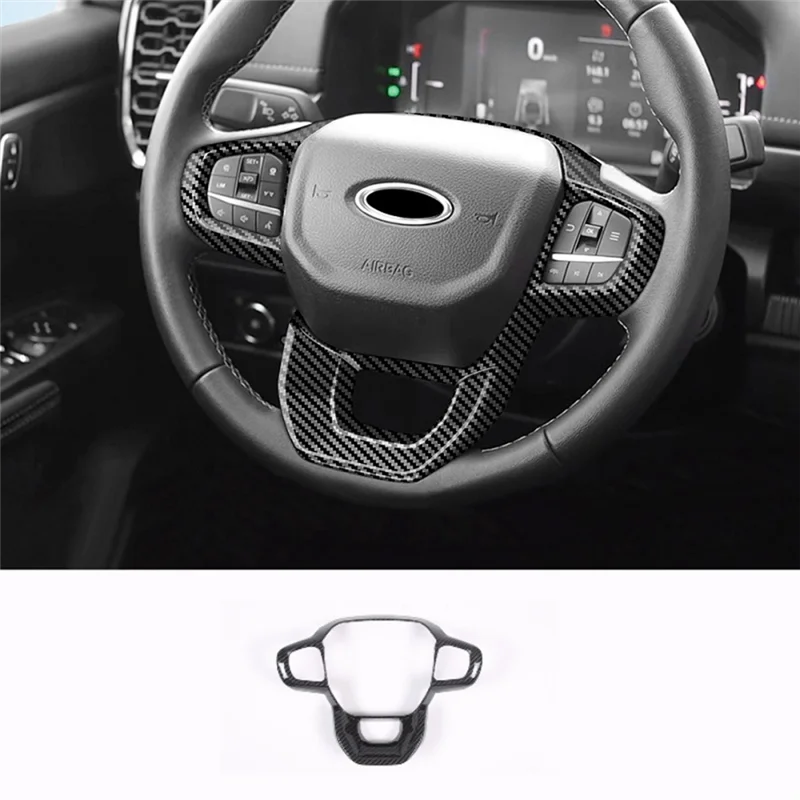 

NEW-1 Piece Car Steering Wheel Decorative Cover Trim Carbon Fiber Pattern Interior Accesorios For Ford Ranger 2023