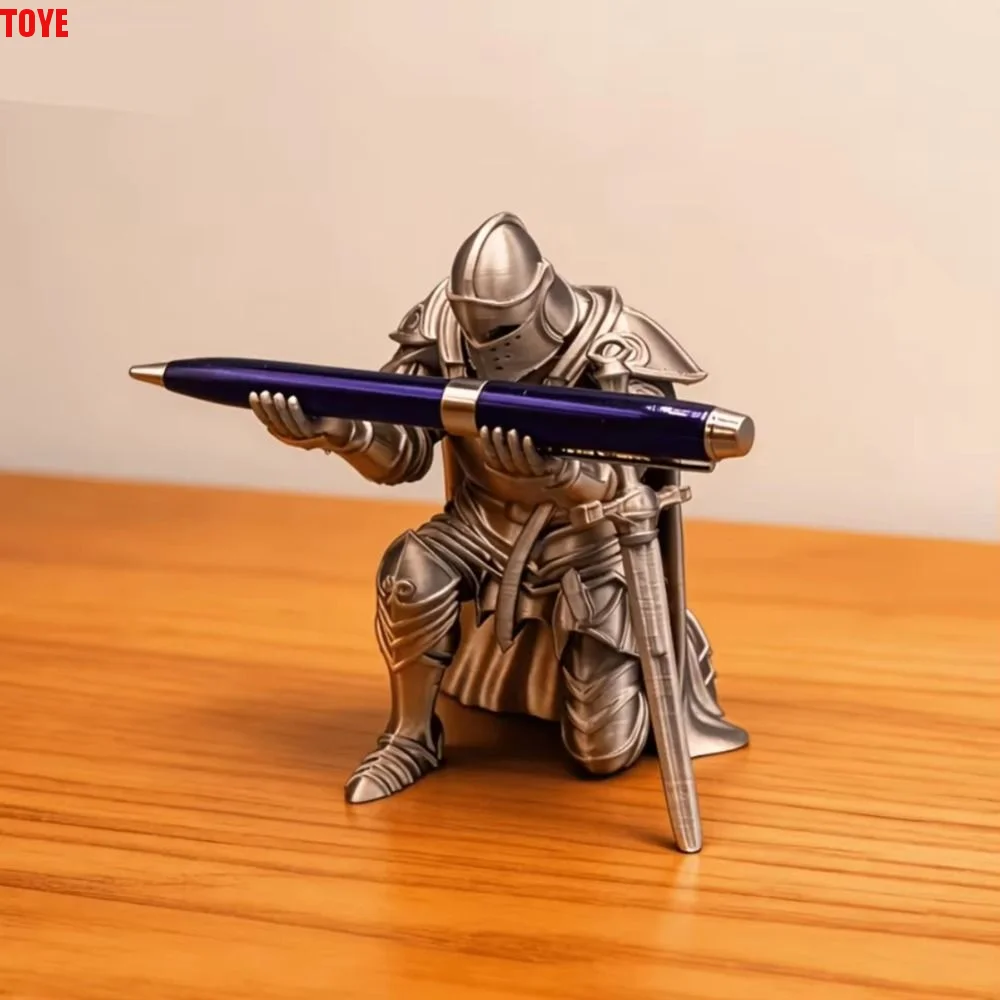 

Забавная подставка для ручек в виде рыцаря на коленях, креативные 3D-печатные украшения в виде рыцарей, многофункциональный настольный аксессуар