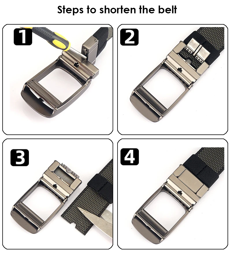 KOLBER New Reversible Belt for Men Alloy Silver Automatic Buckle Casual Belt Tight Nylon Outdoor Work Belt Black Waistband Male