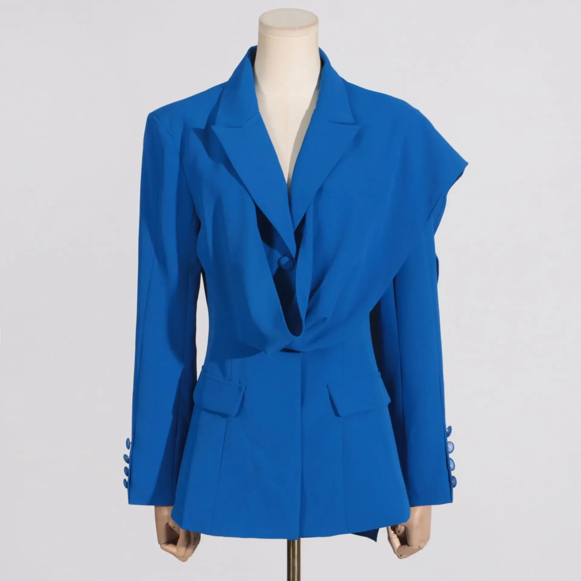 Veste imbibée pour femme, coupe couvertes formelle, vêtements haut de gamme, petit design bleu, mode, nouveau, automne, 2024