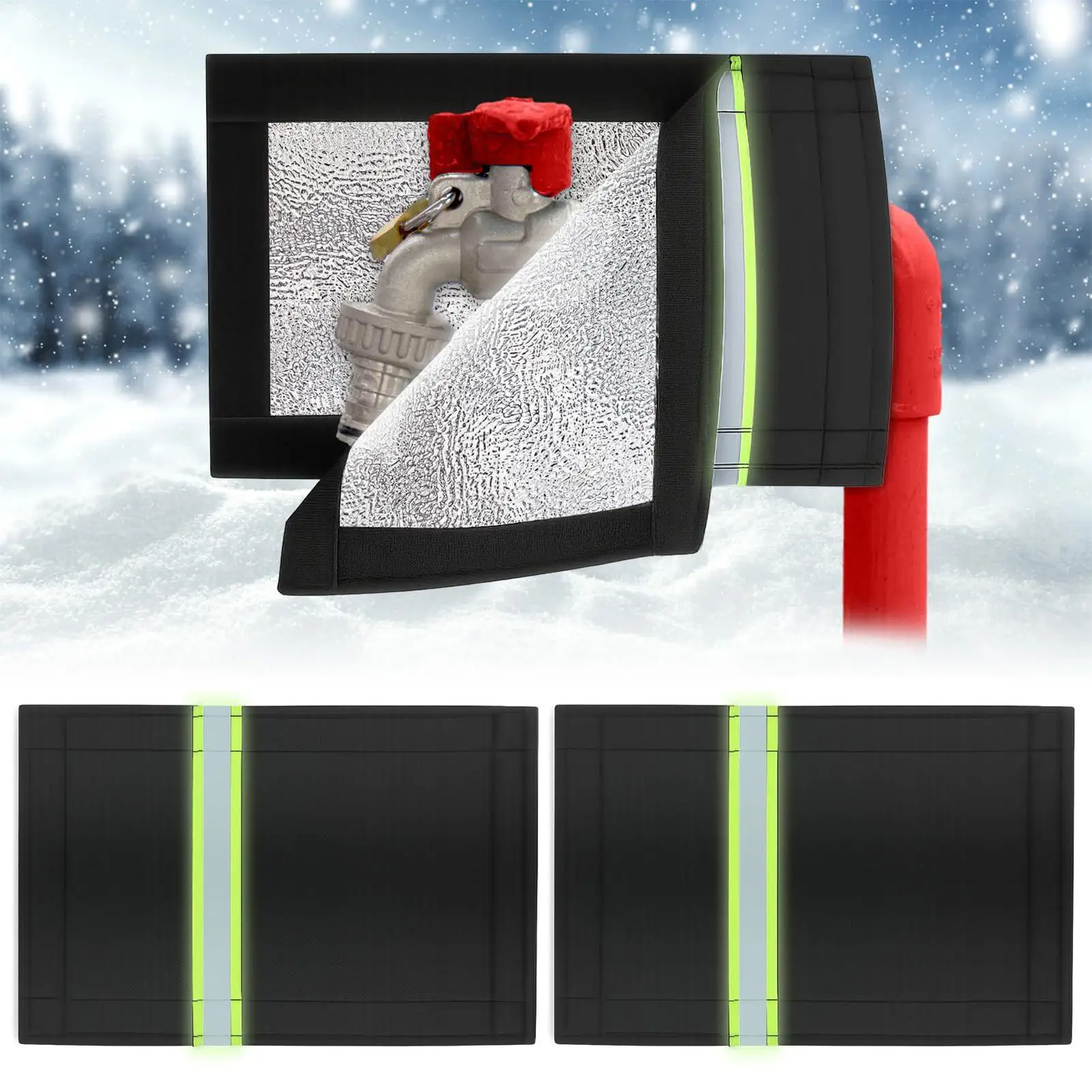 Faucet Covers For Winter Pipe Insulation With Reflective Strip Spigot Covers Winter Insulated For Patio Lawn Garden Christmas - view 4