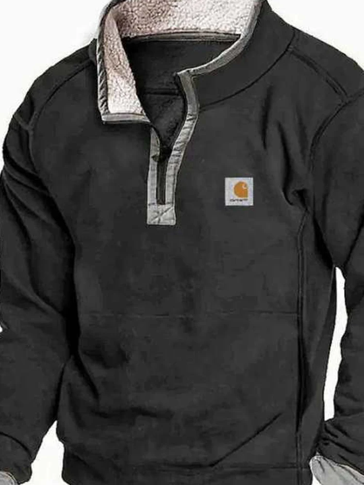 

Men's For-Collar Stand-Up Collar Zip-up Hooded Autumn Winter Long-Sleeve Casual Hoodies Sweatshirts Man Patchwork Streetwear Top