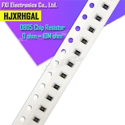 100 pezzi 0805 SMD 1/4W 0R ~ 10M resistenza chip 5% 0 10R 100R 220R 330R 470R 1K 4.7K 10K 47K 100K 0 10 100 330 470 ohm