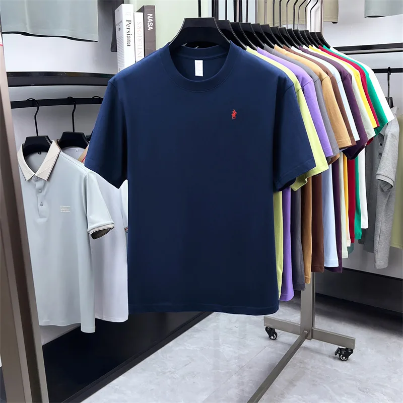 100% cotton high-end brand short sleeve T-shirt men's fashion luxury pony embroidery new round neck breathable summer Paul top - view 6