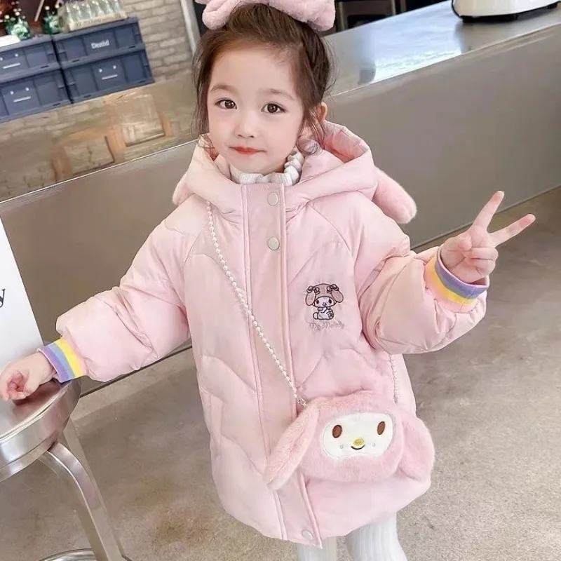 Veste à manches longues en coton rembourré Sanurgente My Melody pour enfants, manteau de dessin animé mignon, vêtements de princesse Kawaii, beaux cadeaux pour filles