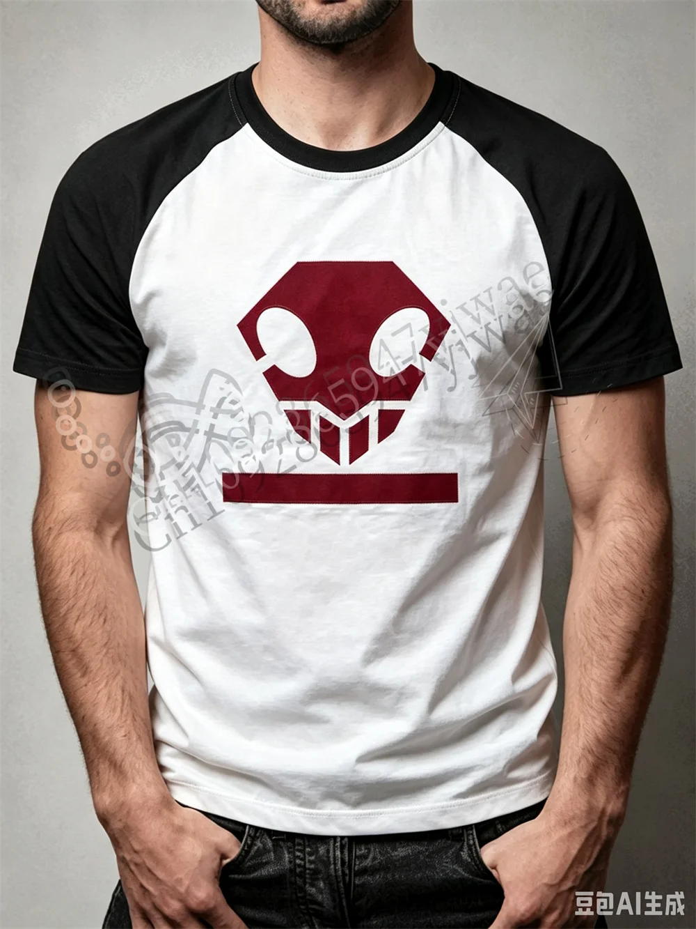 Anime-inspiriertes Ichigo Kurosaki Raglan-T-Shirt für Herren, Vintage-Grafik-T-Shirt, farblich abgesetzte Kurzarm-Freizeitkleidung, Streetwear-T-Shirt-Oberteil – Detail 6