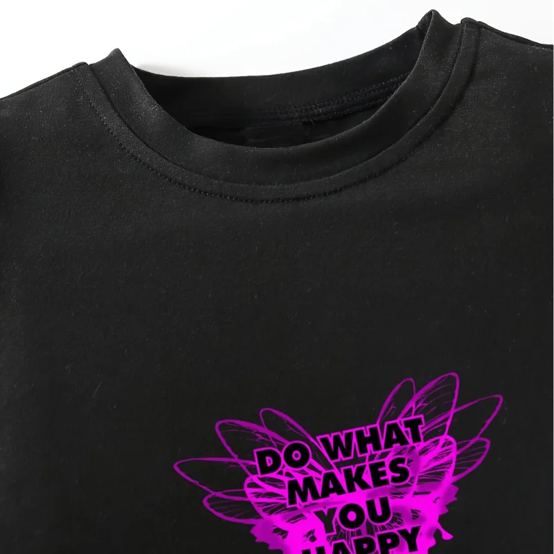 Baby Girl 100% Cotton Butterfly Letter T-shirt Infant Toddler Child Casual Pullover Short Sleeve Sweatshirt Baby Clothes 1-13Y