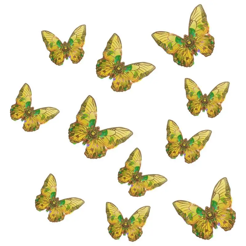 Gold Butterfly Stickers Fridge Sticker Room Mural 12pcs Exquisite Girl Room Nursery Decals Birthday Decorations