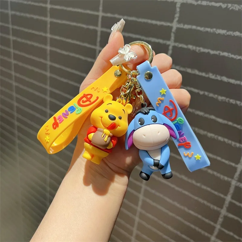 Cartoon Disney Cute Pooh Bear Piglet Eeyore Keychain Car Doll Bag Lovely Keyring Gift for Kids Friends Accessories Keys Holder