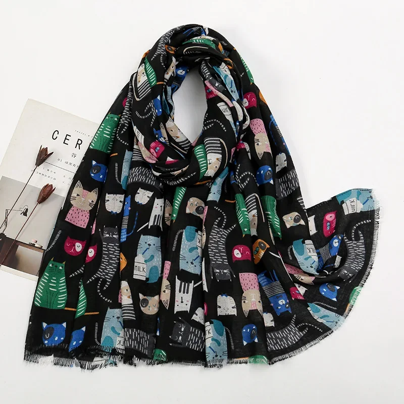 

New Cute Cartoon Animal Dog Scarf - Warm Winter Shawl for Women, Soft Cotton Linen, Hot Sale in EU/US