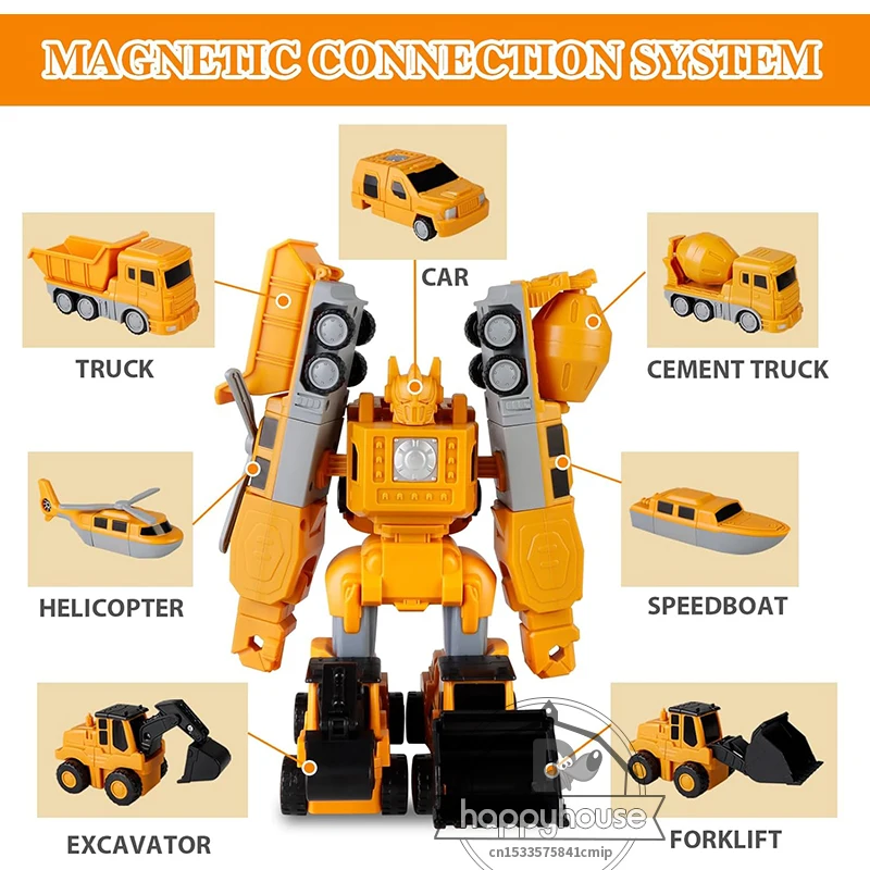 Magnetic Transform Engineering Car Assembled Toys for Toddler Magnetic Blocks for Kids Activities Toy Transforming Robot Car Toy