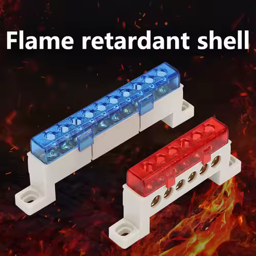 Zero wire terminal 3/4/5/6/7/10-Hole Distribution Box Terminal Block dustproof Ground Copper Bar Bridge type Busbar With cover - Image 2