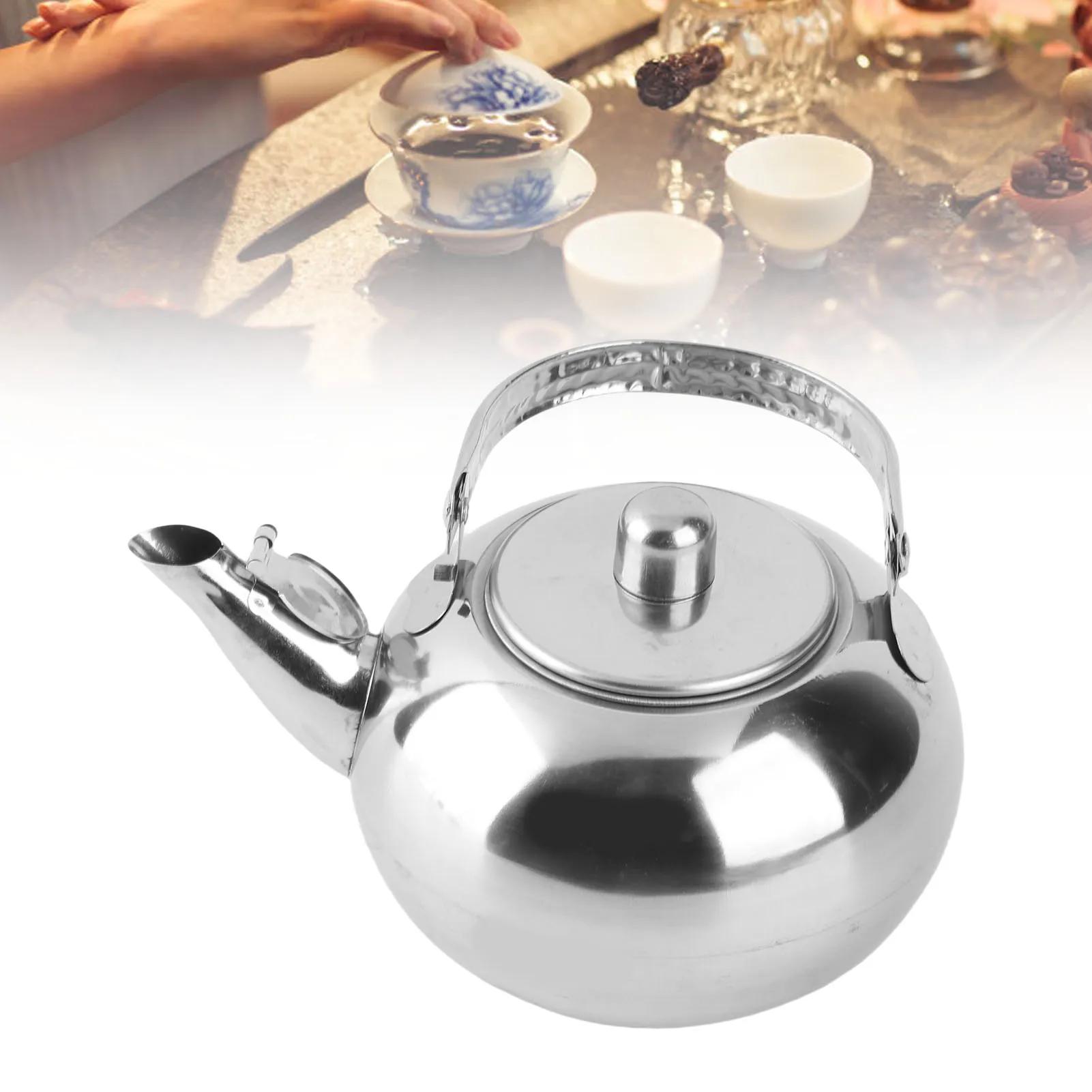 14cm Stainless Steel Tea Pot with Infuser Thickened for Restaurant Hotel Home Brewing Loose Leaf Tea Kettle Maker