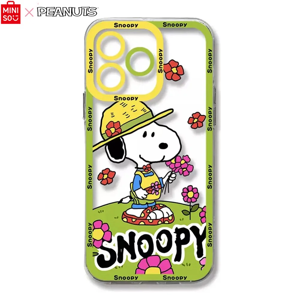 Miniso X PEANUTS Snoopy Phone Case Case For IPhone 16 15 14 13 12 11 Pro Max Mini XS X XR Plus Soft Angel Eyes Cover