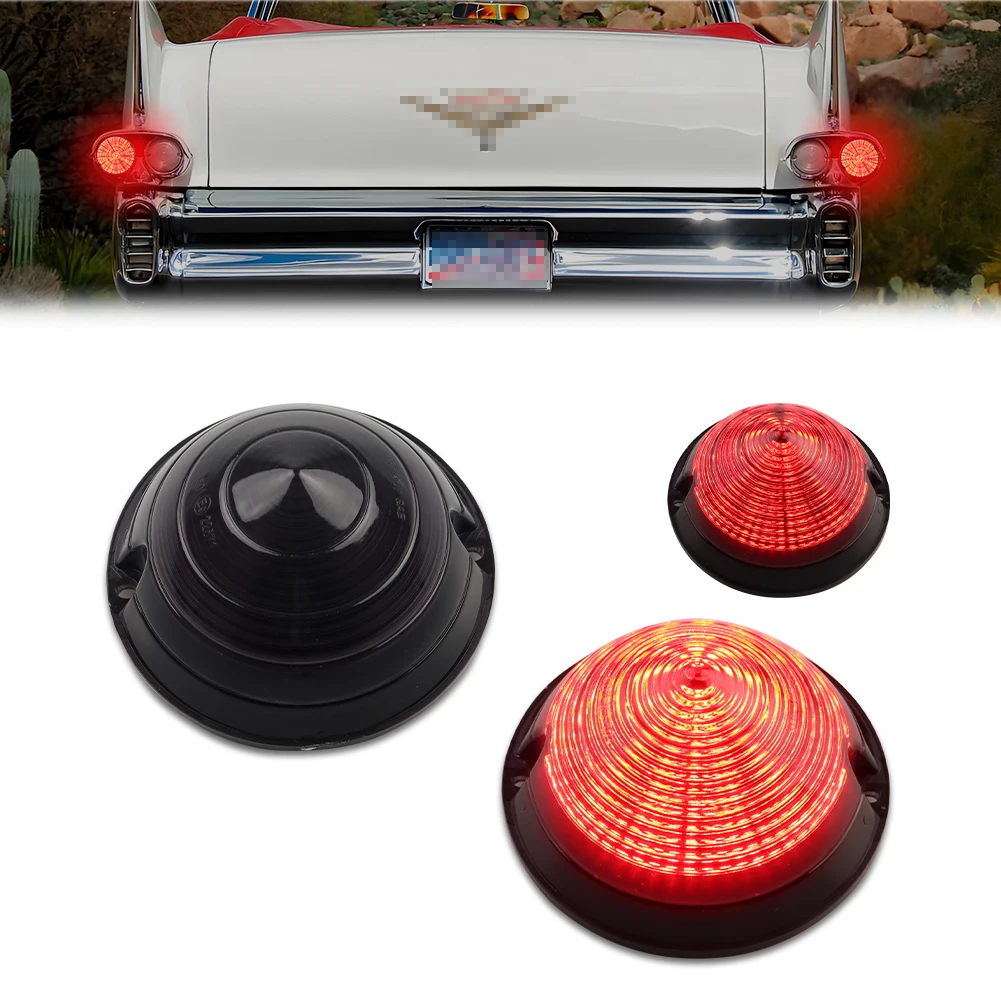 2PCS For 1958 Cadillac Commercial Chassis/Cadillac DeVille Rear Bumper Backup Light Reverse Light Brake Light Tail Light W/LED