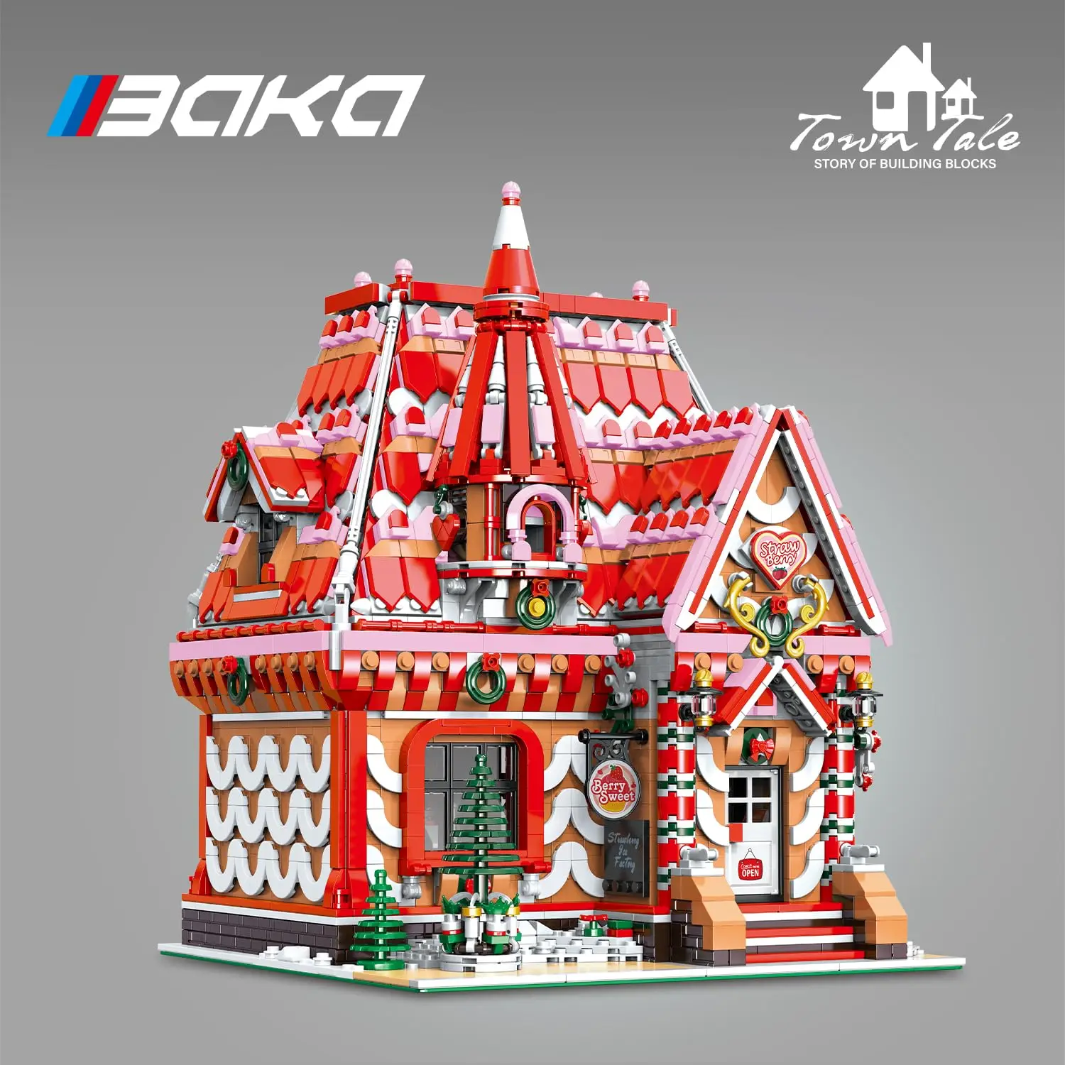 3938PCS Strawberry House Building Blocks City Street View Workshop Building Model Bricks Kids Educational DIY Toys Holiday Gifts