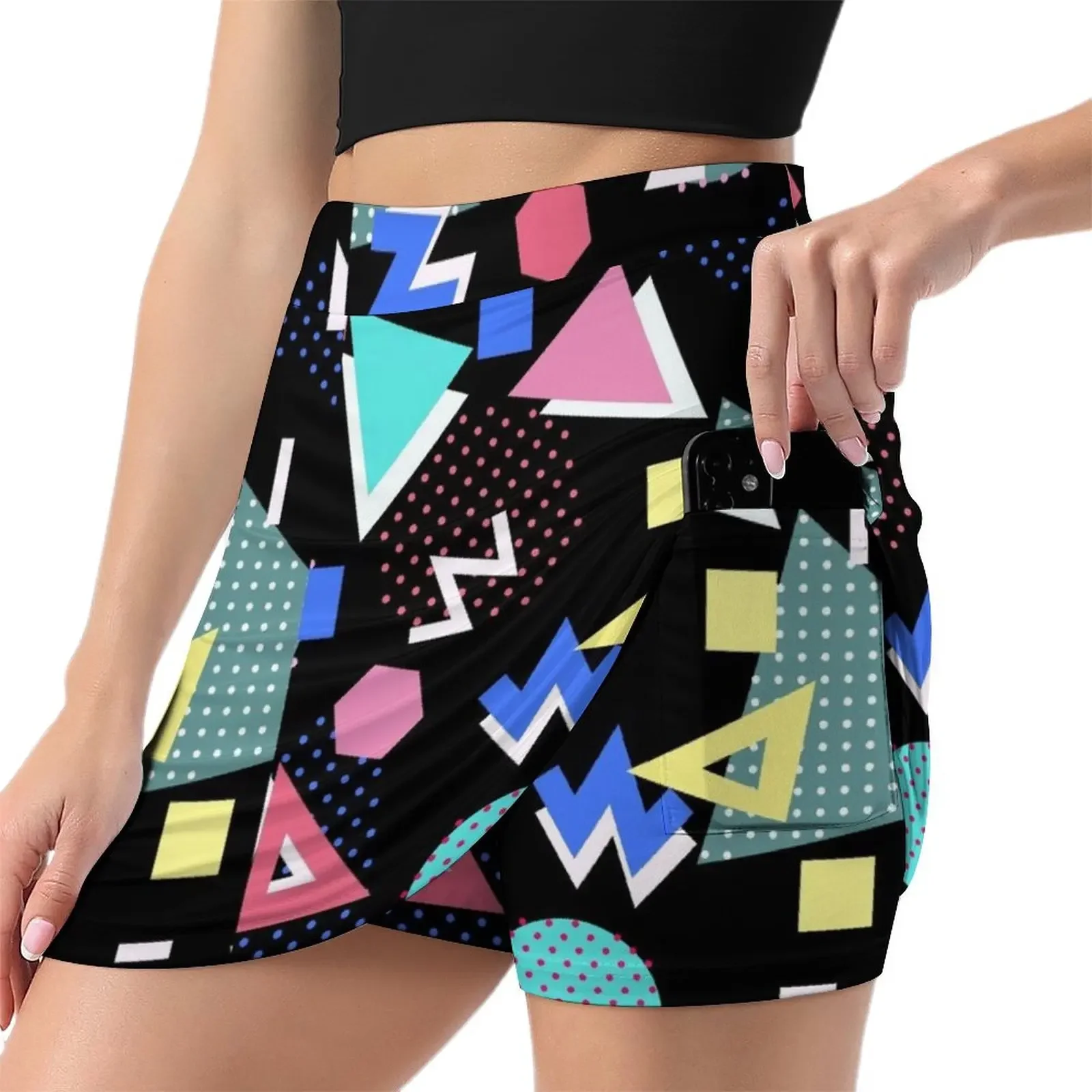 1980's Memphis Style Pink Design Retro Neon Pattern Mini Skirt skirt sets Womens dresses luxury clothes women