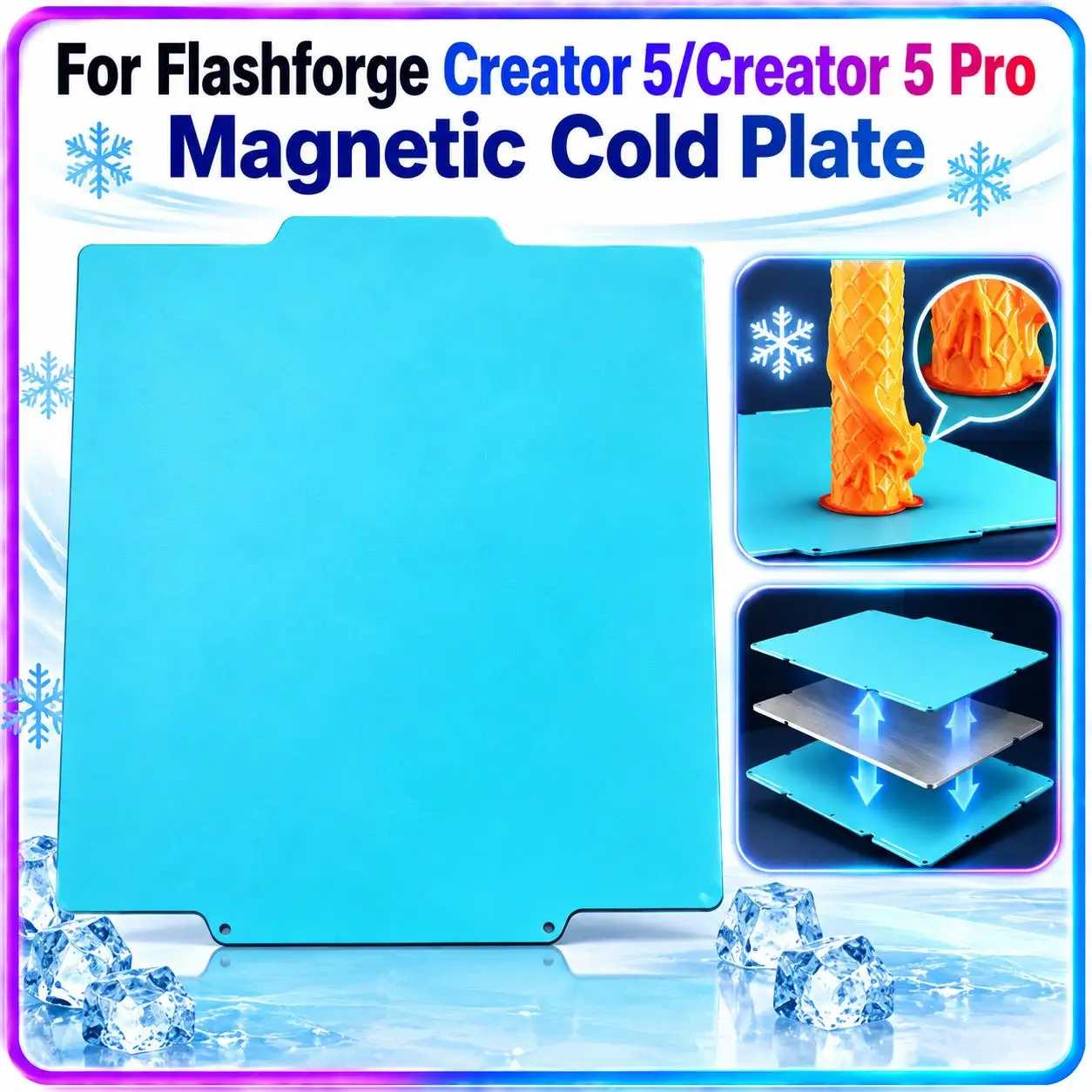 Cold Plate for Flashforge Creator5 Creator 5 Pro Double Sided Build Plate 256x256mm PLA Spring Steel Sheet Heated Bed Platform