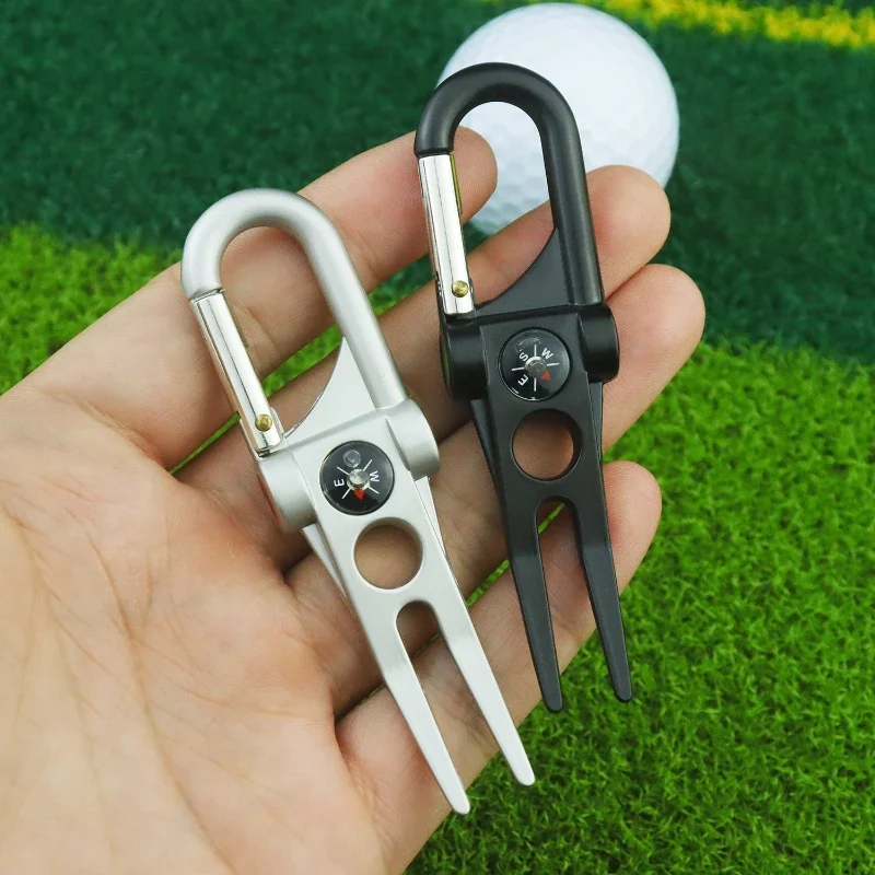Creative Golf Supplies Equipped with Compass Zinc Alloy Golf Pitch Repair Tools Metal Golf Divot Tool Creativity Business Gifts